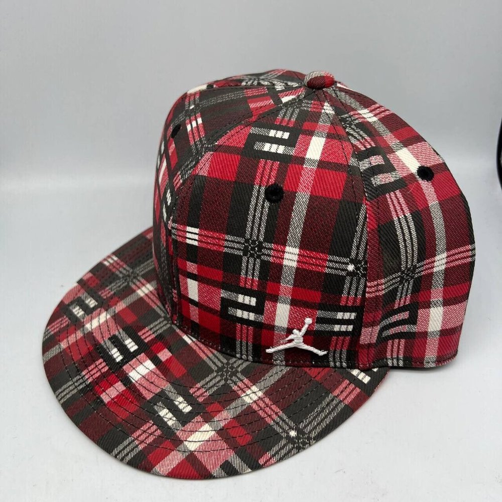 Air Jordan Plaid Jumpman Hat 7 3/8 Fitted Cap Chicago Bulls Men - Picture 2 of 6